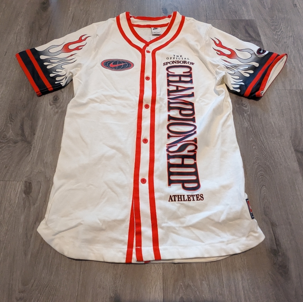 Nike Americana Championship White Button Down Jersey Shirt Mens DV9642-133